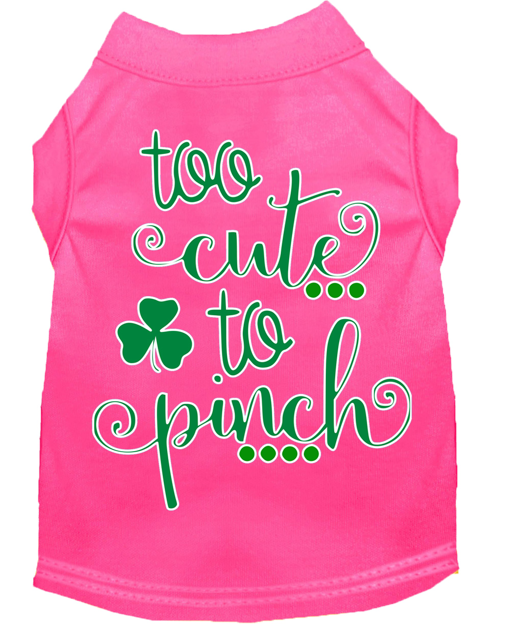 Too Cute to Pinch Screen Print Dog Shirt Bright Pink Med